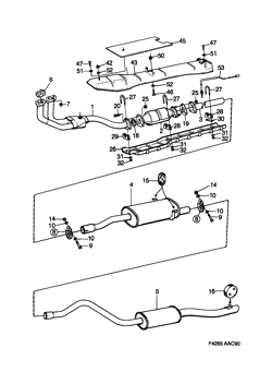 Exhaust system - With catalytic converter, (1990-1993) , B202I, Also valid for CV 1994