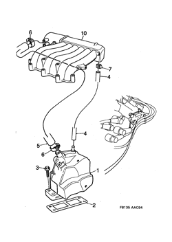 Crank case ventilation, (1994-1997) , 6-CYL