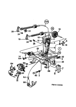 Gear selector lever, (1994-1998) , A
