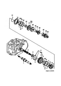 Shafts, gears - Output shaft, (1994-1998) , M