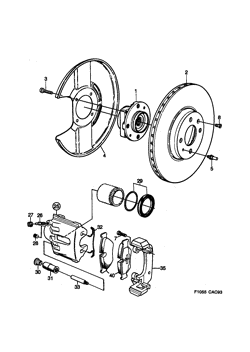 Brake disc and caliper, (1990-1993)