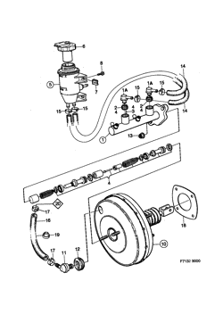 Master cylinder - vacuum brake booster, (1985-1989)