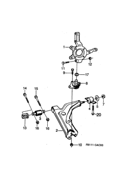 Front wheel suspension, (1990-1993)