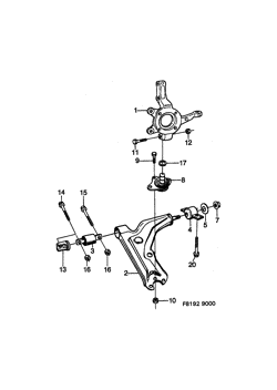 Front wheel suspension, (1985-1989)