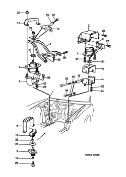 Engine suspension - Hydraulic, (1986-1989)