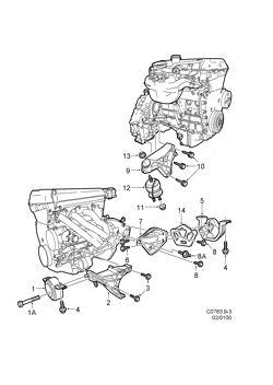 Engine suspension, (1998-2003) , PETROL