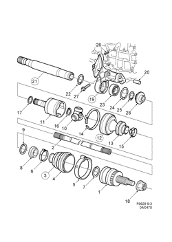 Outer universal joint, (1999-2002) , B235R