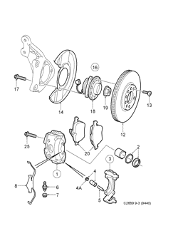 Brake disc and caliper, (2003-2005) , 4D,CV