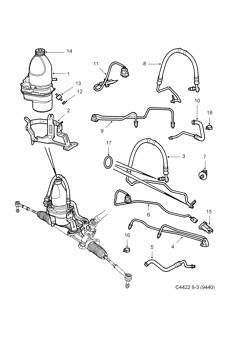 Hydraulic pump - hoses, (2005-2012) , Z19DTH,Z19DT,Z19DTR,A19DTR