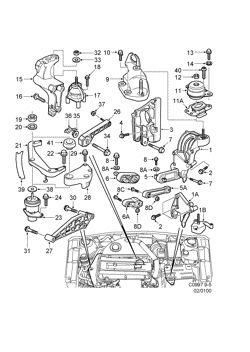 Engine suspension, (1998-2001)