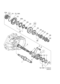 Shafts, gears - Output shaft, (1998-2010) , M
