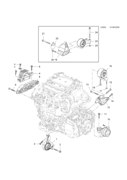 Engine suspension, (2010-2011) , A28NET,A28NER