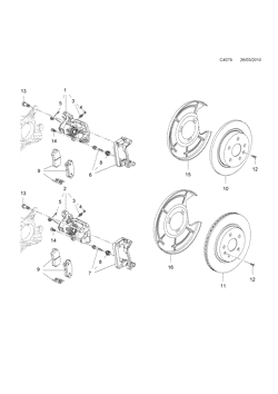 Brake disc and caliper, (2010-2011)