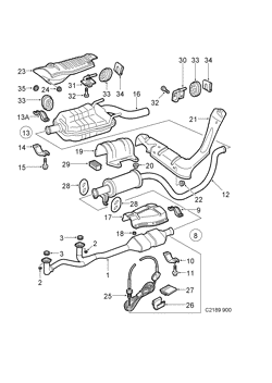 Exhaust system, (1996-1997) , B258I