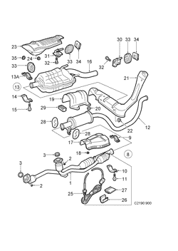 Exhaust system, (1996-1997) , B258I, CA,US