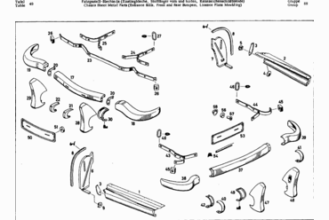 049 CHASSIS SHEET METAL PARTS (ENTRANCE SILLS, FRONT AND REAR BUMPERS, LICENCE PLATE