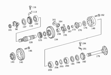 300 DIFFERENTIAL GEAR,THROUGH DRIVE, DIFFERENTIAL LOCK