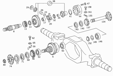400 DIFFERENTIAL GEAR,THROUGH DRIVE, DIFFERENTIAL LOCK