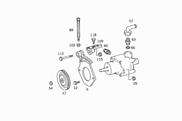 030 POWER STEERING PUMP DRIVE AND ATTACHMENT PARTS