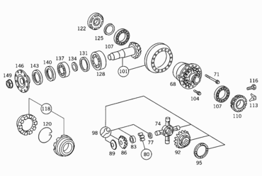400 DIFFERENTIAL GEAR,THROUGH DRIVE, DIFFERENTIAL LOCK