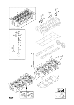 CYLINDER HEAD, PLUGS AND GASKET