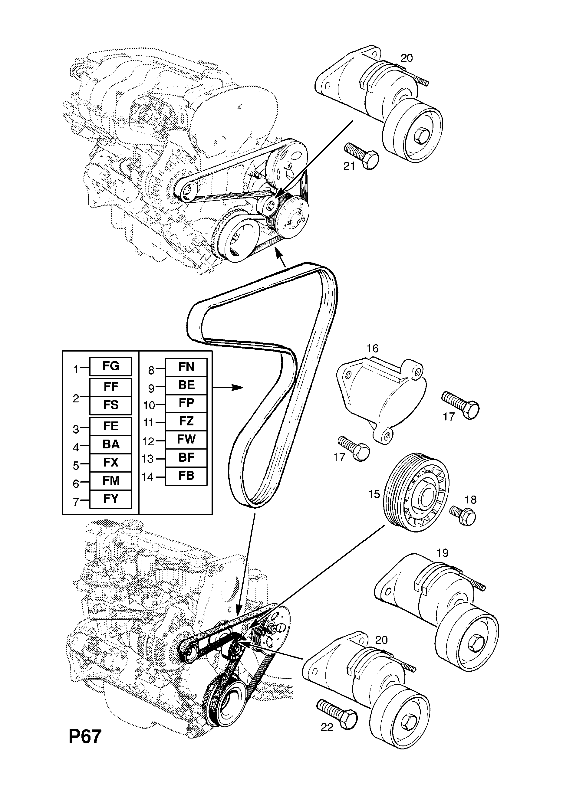 MASSEBAND - MOTOR [C14NZ[2H6],X14NZ[2H6],16NZR[L73],C16NZ[L73],X16SZ[L73],  X16SZR[L73],C18NZ[LH8] BENZINMOTOREN] OPEL ASTRA-F