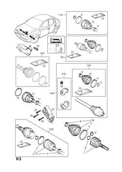 FRONT AXLE DRIVE SHAFT JOINTS AND FIXINGS