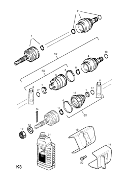 FRONT AXLE DRIVE SHAFT JOINTS AND FIXINGS