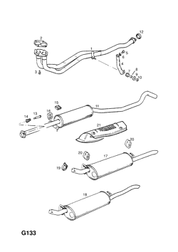EXHAUST PIPE,SILENCER AND CATALYTIC CONVERTER
