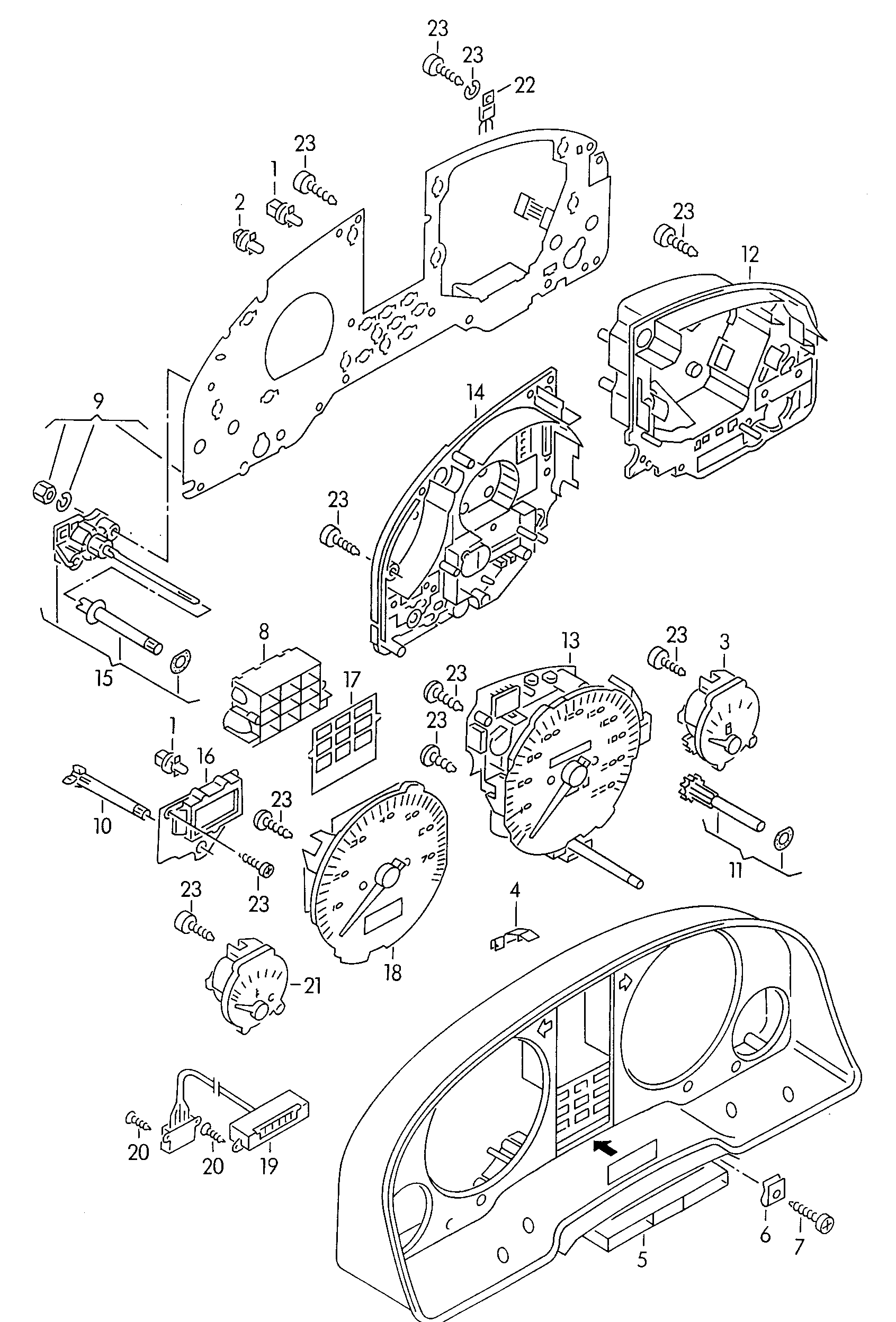 Audi 80/90/Avant quattro (1995 - 1996) - Комбинация приборов и. к-т .