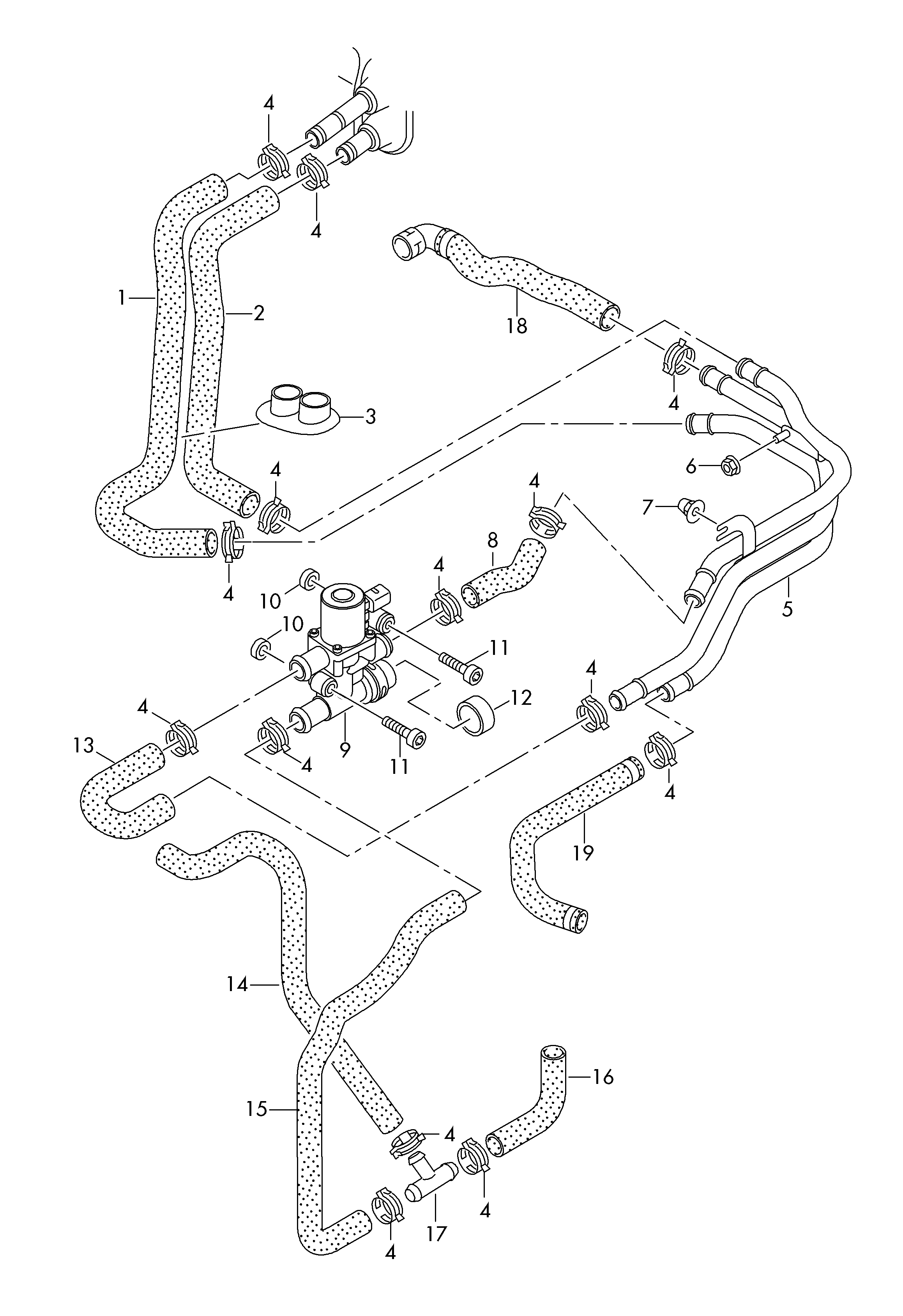 A4 S4 Avant Quattro 2005 2008 Coolant Hoses For Vehicles With Auxiliary Heater Etka A4 S4 Avant Quattro 2005 2008 Coolant Hoses For Vehicles With Auxiliary Heater Etka