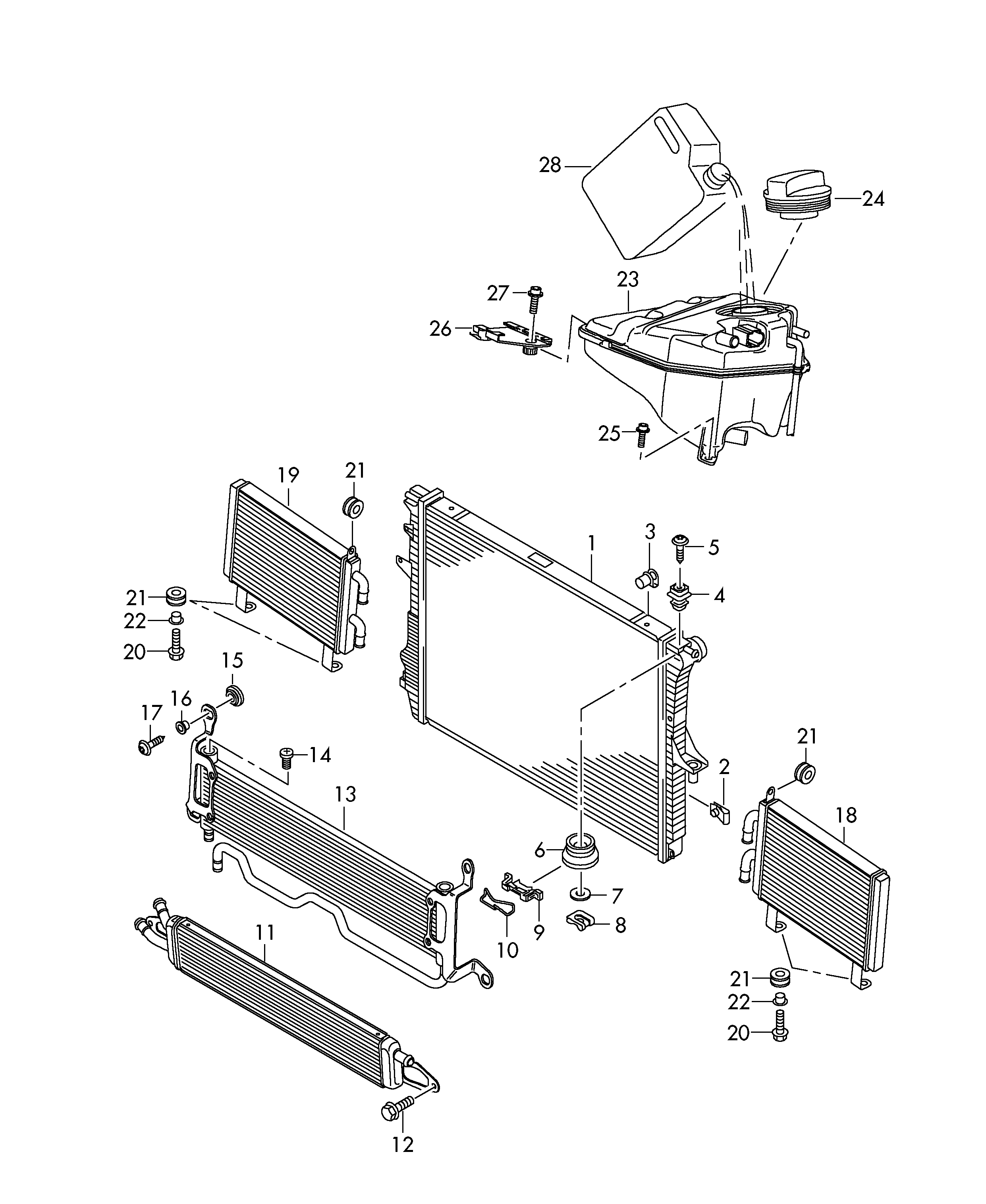 Audi Q7 2007 2009 Additional Cooler For Coolant Cooler For 