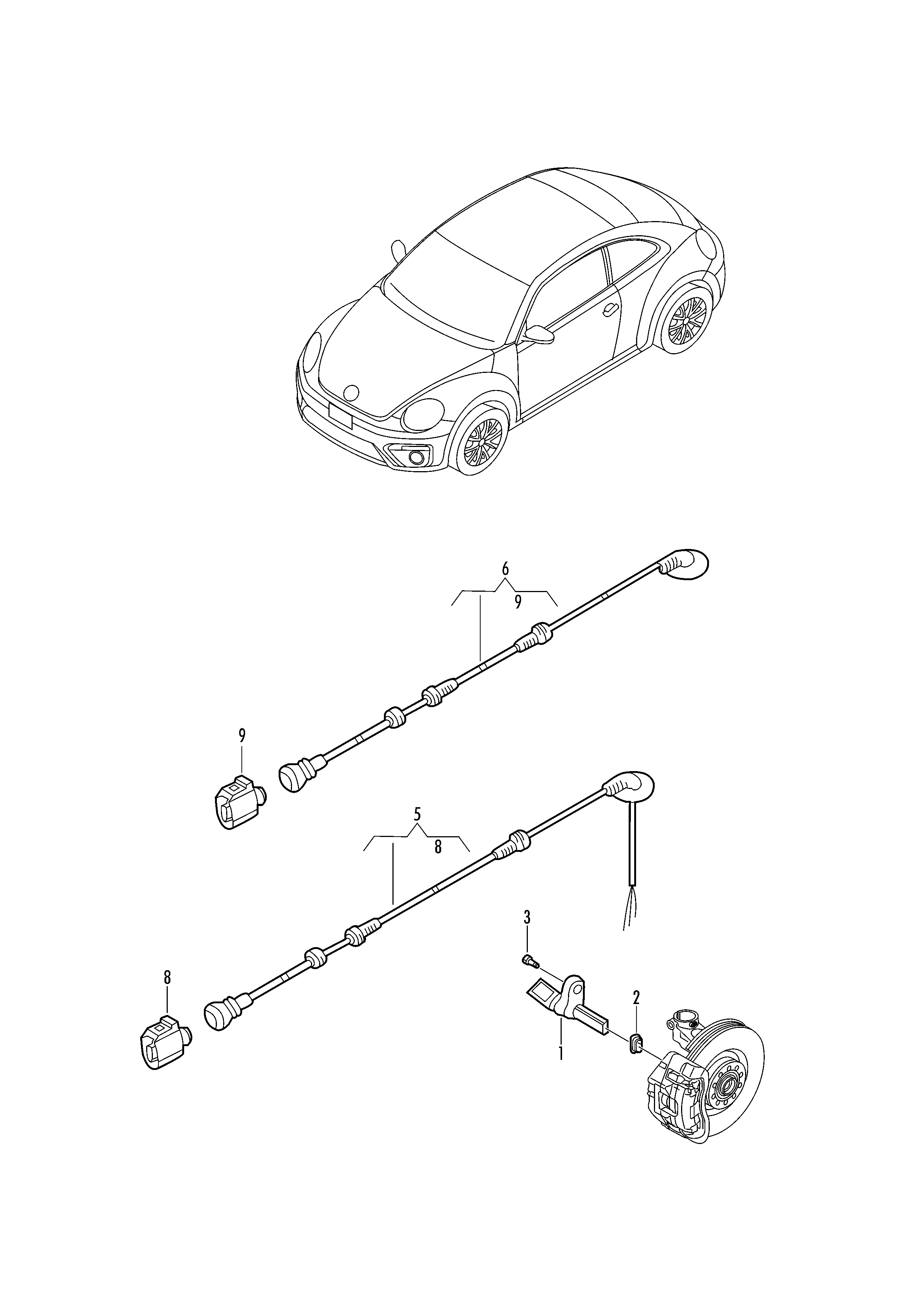 Volkswagen Beetle (2017 2017) Speed sensor. wiring harness for