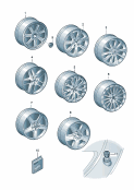 Оригинальные аксессуары Алюминиевый диск Крышка ступицы колеса Колесный болт - секретка Заслонка для блока клапанов *функция 'FI' невозможна