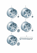 Оригинальные аксессуары Алюминиевый диск Колесный болт - секретка Крышка ступицы колеса *функция 'FI' невозможна