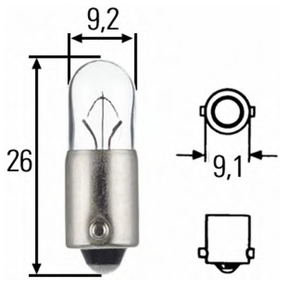 Photo Bulb, licence plate light; Bulb, tail light; Bulb, position-/marker light; Bulb, indicator-/marker light HELLA 8GP002067121