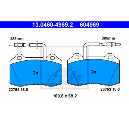 Photo Brake Pad Set, disc brake ATE 13046049692