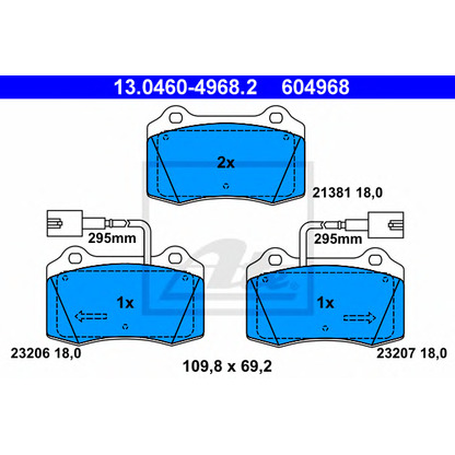 Photo Brake Pad Set, disc brake ATE 13046049682