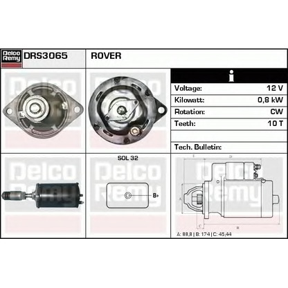 Foto Motor de arranque DELCO REMY DRS3065