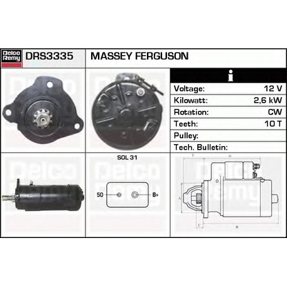 Foto Motor de arranque DELCO REMY DRS3335