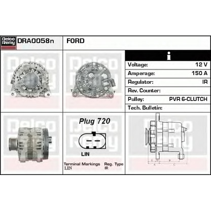 Foto Alternador DELCO REMY DRA0058N