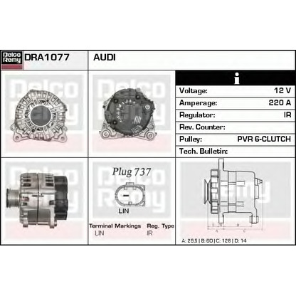 Photo Alternator DELCO REMY DRA1077