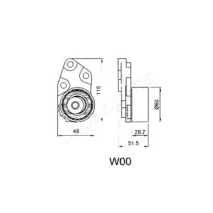 Photo Tensioner Pulley, timing belt JAPANPARTS BEW00