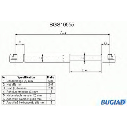 Photo Gas Spring, boot-/cargo area BUGIAD BGS10555