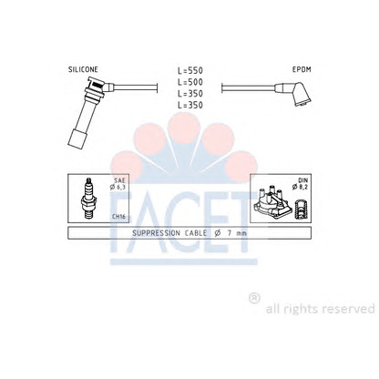 Фото Комплект проводов зажигания FACET 49738