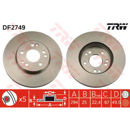 Photo Disque de frein TRW DF2749