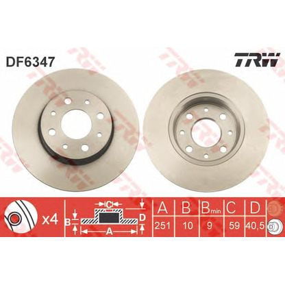 Foto Disco  freno TRW DF6347