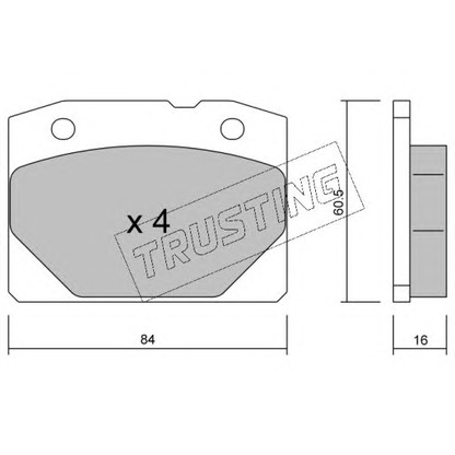 Photo Kit de plaquettes de frein, frein à disque TRUSTING 0080