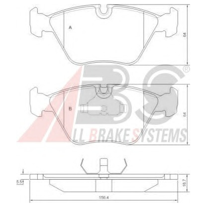 Photo Brake Pad Set, disc brake A.B.S. 36807