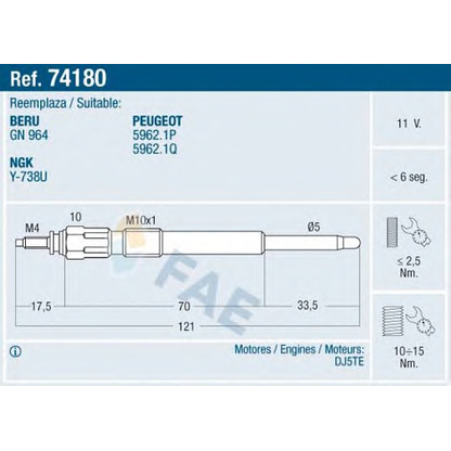 Photo Glow Plug FAE 74180